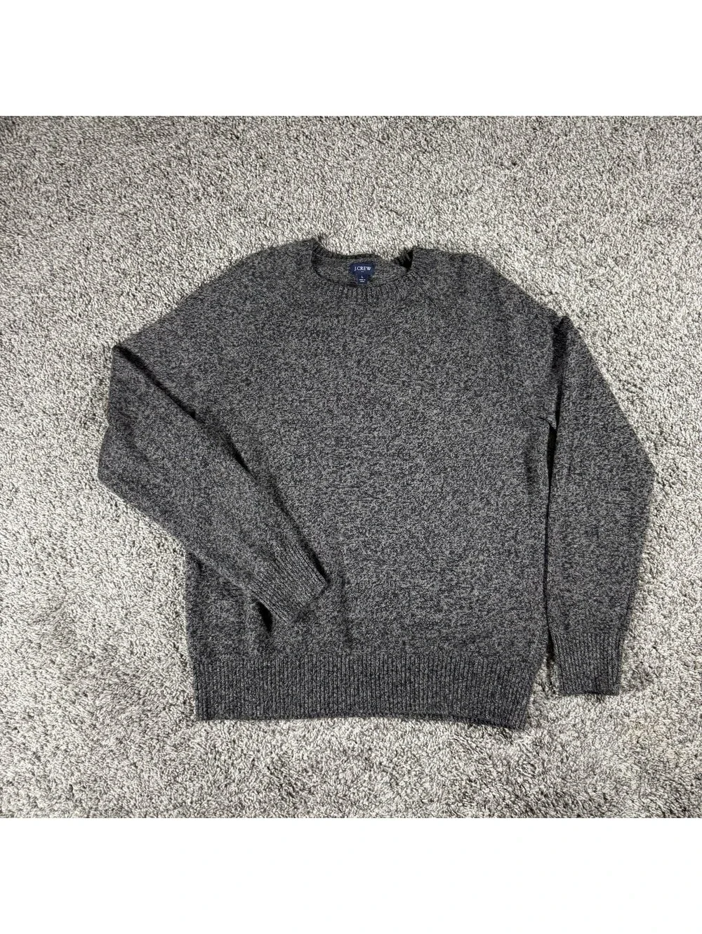 J.Crew Sweater Mens L Gray Solid Premium Lambswool Crewneck Knit Pullover